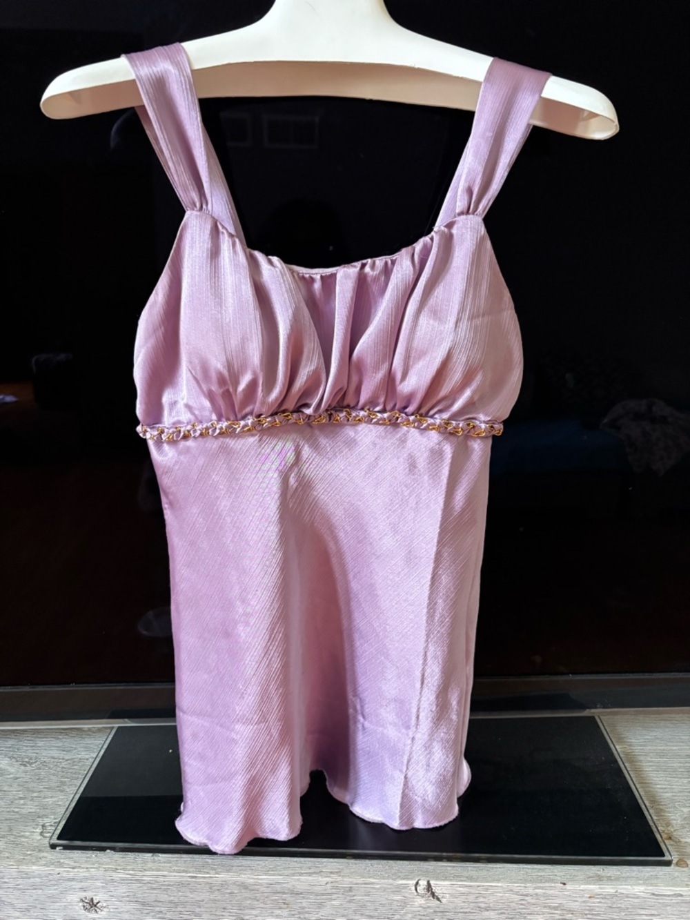Iz Byer Lilac Satin Camisole with Chain Waist Detail - Picture 5 of 8